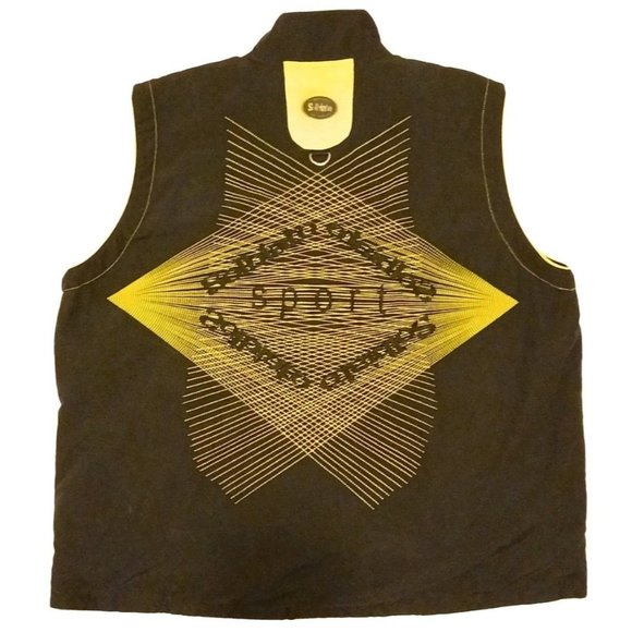 90's Solbiato Sport Vest Size XXL Yellow Black Full Zip Go-Go Aye Moe Kil Bob - Picture 5 of 10